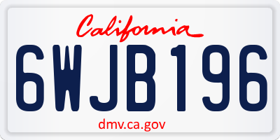 CA license plate 6WJB196