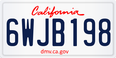 CA license plate 6WJB198