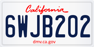 CA license plate 6WJB202
