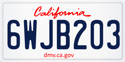 CA license plate 6WJB203
