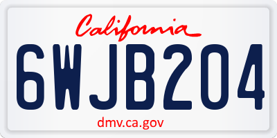 CA license plate 6WJB204