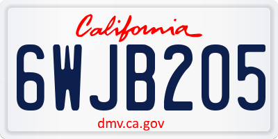 CA license plate 6WJB205
