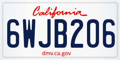 CA license plate 6WJB206