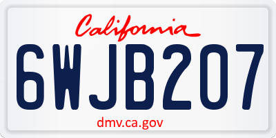 CA license plate 6WJB207
