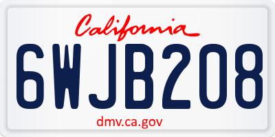 CA license plate 6WJB208