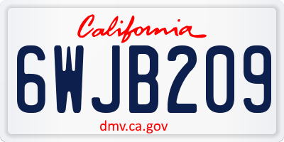 CA license plate 6WJB209