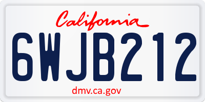 CA license plate 6WJB212