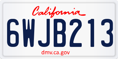 CA license plate 6WJB213