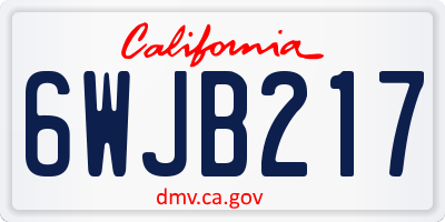 CA license plate 6WJB217