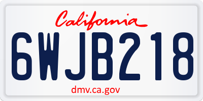 CA license plate 6WJB218