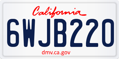 CA license plate 6WJB220