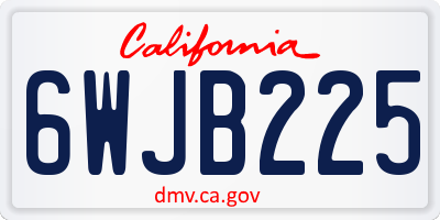 CA license plate 6WJB225