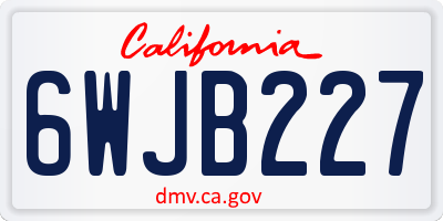 CA license plate 6WJB227