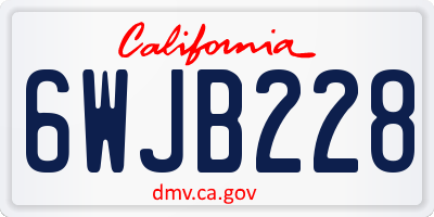 CA license plate 6WJB228