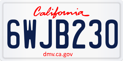 CA license plate 6WJB230