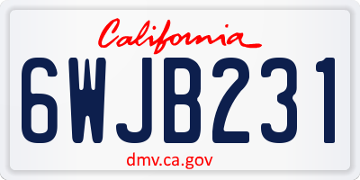 CA license plate 6WJB231