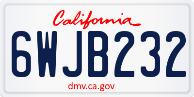 CA license plate 6WJB232