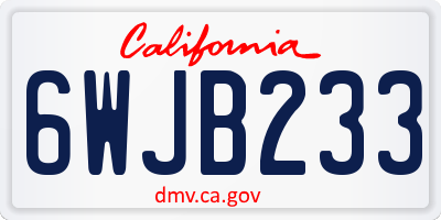 CA license plate 6WJB233