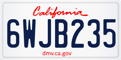 CA license plate 6WJB235