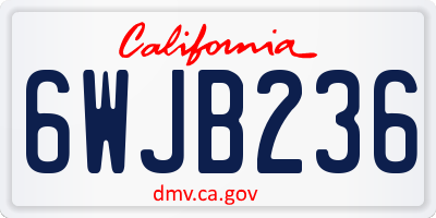 CA license plate 6WJB236