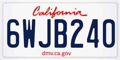 CA license plate 6WJB240
