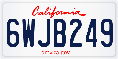 CA license plate 6WJB249