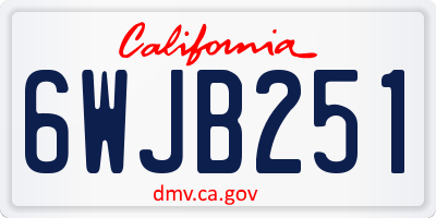 CA license plate 6WJB251