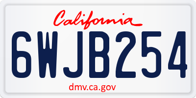 CA license plate 6WJB254