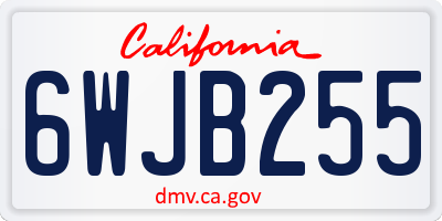 CA license plate 6WJB255