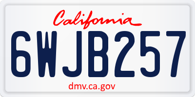 CA license plate 6WJB257