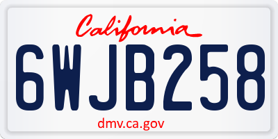 CA license plate 6WJB258