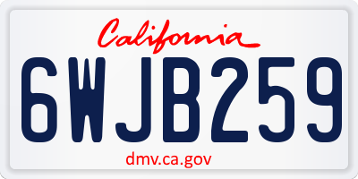 CA license plate 6WJB259