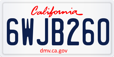 CA license plate 6WJB260