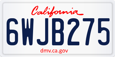 CA license plate 6WJB275
