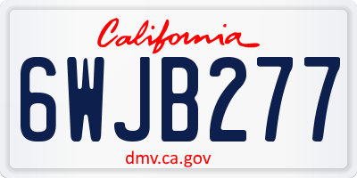 CA license plate 6WJB277