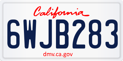 CA license plate 6WJB283