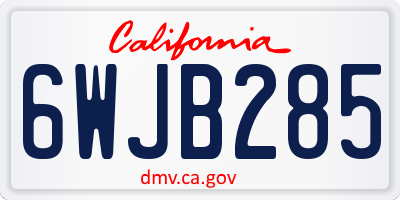 CA license plate 6WJB285