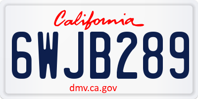CA license plate 6WJB289