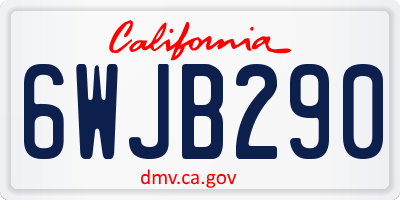 CA license plate 6WJB290