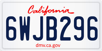 CA license plate 6WJB296