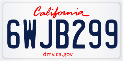 CA license plate 6WJB299