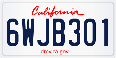 CA license plate 6WJB301