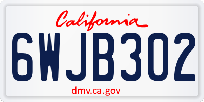CA license plate 6WJB302