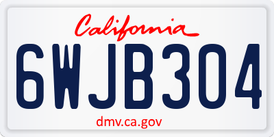 CA license plate 6WJB304
