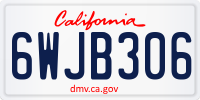 CA license plate 6WJB306