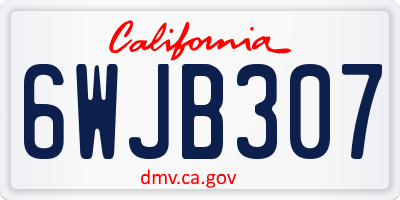 CA license plate 6WJB307