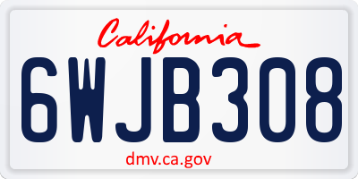 CA license plate 6WJB308