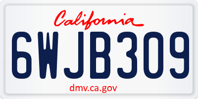 CA license plate 6WJB309
