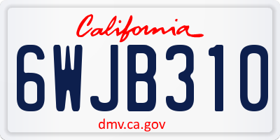 CA license plate 6WJB310