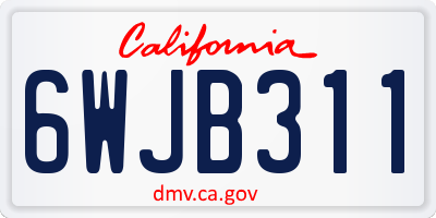 CA license plate 6WJB311